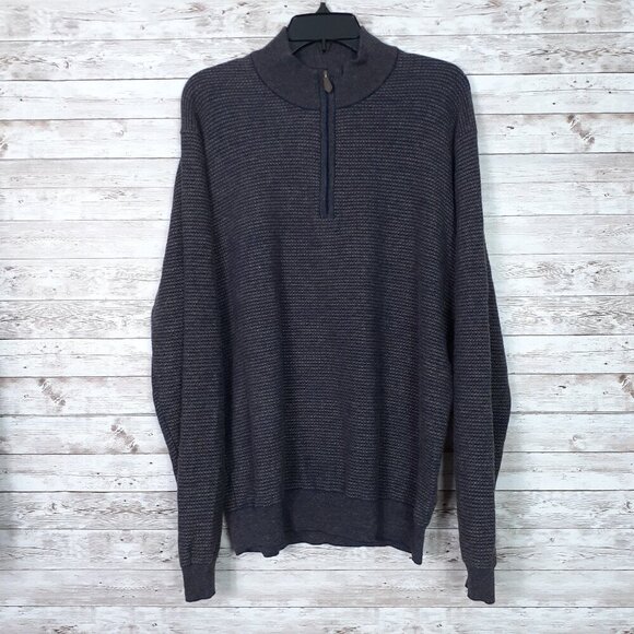 Jos. A. Bank Other - Jos A Bank Mens Wool Sweater XL 1/4 Zip Brown Navy Mock Neck 677A